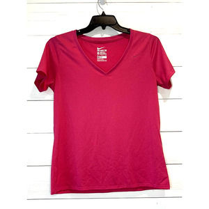 NIKE XL HOT PINK V-NECK T-SHIRT, WOMEN EUC